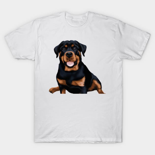 Cute Rottweiler Drawing T-Shirt by Play Zoo